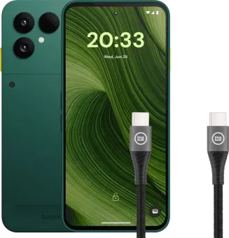 Fairphone 6 256GB Groen 5G + BlueBuilt Usb C naar Usb C Kabel 1,5m Nylon Zwart