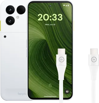 Fairphone 6 256GB Wit 5G + BlueBuilt Usb C naar Usb C Kabel 1,5m Nylon Wit