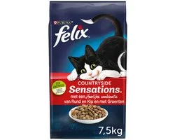 Felix Countryside Sensations - Kattenvoer Droogvoer - Rund Kip & Groenten - 7.5 kg