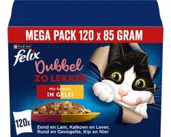 Felix Dubbel Zo Lekker in Gelei - Kattenvoer Natvoer - Countryside Selectie - 120 x 85 g