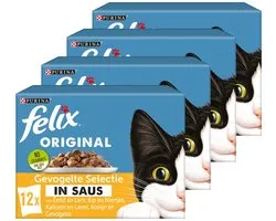 Felix Original in Saus - Kattenvoer Natvoer - Gevogelte Selectie - 48 x 85 g