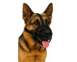 Flamingo muilkorf honden - Zachte siliconen muilkorf hond verstelbaar - Maat XXL - Model Benzo Zwart