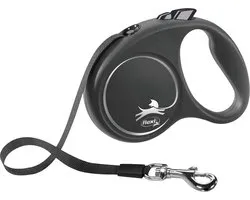 Flexi Black Design Tape - Rollijn Hondenriem - S - 5 Meter - Zwart - <15 kg