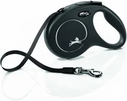 Flexi Classic Tape - Rollijn Hondenriem - Zwart - M - 5 Meter - Middelgrote Honden