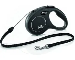 Flexi New Classic Koord - Hondenriem - Zwart - S - 5 meter - <12 kg