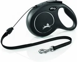 Flexi New Classic Koord - Rollijn Hondenriem - Zwart - M - 8 m - Middelgrote Honden