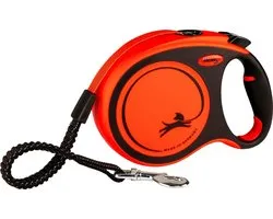Flexi Rollijn Xtreme Tape - Hondenriem - L - 8 meter - Oranje Zwart - Grote en Actieve Honden