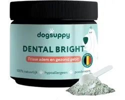 Gebitsverzorging supplement - Dental Bright poeder - Frisse adem & Gezond gebit - 100% Natuurlijk - 60 schepjes - Vermindert Tandsteen & Tandplak - Hypoallergeen - met Frisse Pepermunt - Alternatief voor Tandpasta Hond & Tandenborstel