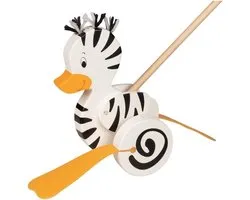 Goki Houten Duwfiguur Zebra Eend