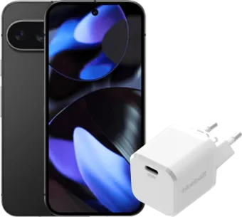 Google Pixel 9 128GB Zwart 5G + BlueBuilt Oplader 30W Wit