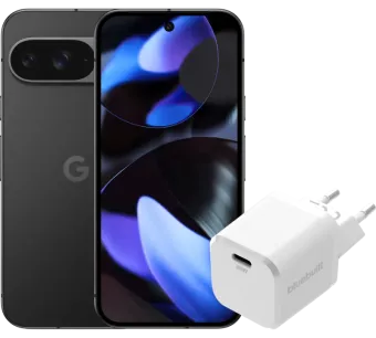 Google Pixel 9 256GB Zwart 5G + BlueBuilt Oplader 30W Wit