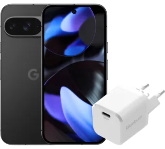 Google Pixel 9 256GB Zwart 5G + BlueBuilt Oplader 30W Wit