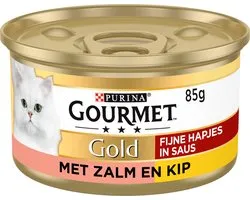 Gourmet Gold Fijne Hapjes - Kattenvoer Natvoer - Zalm & Kip - 24 x 85 g