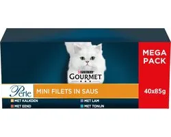 Gourmet Perle Mini Filets in saus - Kattenvoer Natvoer - Kalkoen Eend Tonijn & Lam - 40 x 85 g