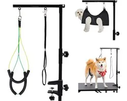 Groomzo RVS Trimtafel Beugel - Trimarm voor Trimtafel - Geschikt voor Trimtafels voor Honden en Hondentrimtafel - Past op Elke Tafel - Voor Alle Honden - Incl. Verstelbare Lussen