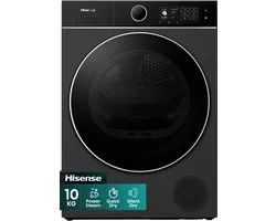 Hisense DH5I104BBAB - Wasdroger - 10 kg - Zwart - Warmtepomp - Vrijstaand - Energieklasse A - Auto Dry - iCare - iDry - Trommelverlichting - ConnectLife - TouchScreen - Stoom functie - Anti Kreuk