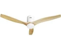 Hombli Slimme Plafondventilator met verlichting - O132 cm - Incl. Afstandsbediening - Wit & Licht Hout