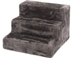 Hondentrap Easy Step Grijs - opvouwbare instaphulp met pluche hoes - 3 treden - 41x43x30 cm - Flamingo trapje voor kleine honden