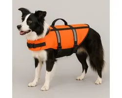 Hondenzwemvest - reddingsvest hond - honden zwemvest L A:40cm B:46-49,5cm C:80-84cm - Flamingo zwemvest Marinus - fluo oranje