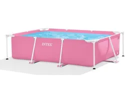 Intex Metal Rectangular Frame opbouwzwembad - rechthoekig - roze L220xB150xH60cm