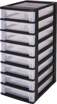 IRIS Organizer Chest ladesysteem A4 - 8 kleine lades - 8 x 4L - Kunststof - Zwart/Transparant IRIS Organizer Chest ladesysteem A4 - 8 kleine lades - 8 x 4L - Kunststof - Zwart/Transparant