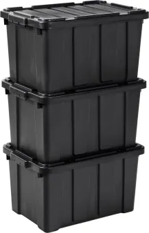 IRIS Powerbox Robuust Opbergbox - 50L - 100% Recycled Kunststof - Zwart - Set van 3 IRIS Powerbox Robuust Opbergbox - 50L - 100% Recycled Kunststof - Zwart - Set van 3