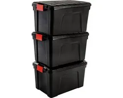 IRIS Store-It-All Opbergbox - 60L - Kunststof - Zwart - Set van 3