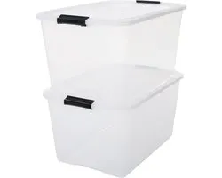 IRIS Topbox Opbergbox - 45L - Kunststof - Transparant - Set van 2