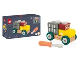 Janod Brico'Kids - Doe-Het-Zelf Auto Beer - Bevat 9 Houten Stukken En 14 In Elkaar Te Schroeven Elementen - Een Schroevendraaier En Model Zijn Ook Inbegrepen Om Te Helpen Bij Het Bouwen Van De Grote Berenauto! - Geschikt Vanaf 3 Jaar