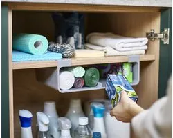 Joseph Joseph Keukenkastorganizer voor Aluminiumfolie, Huishoudfolie, Bakpapier en Zakjes - Ruimtebesparende Houder - Grijs - Groot