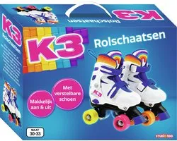 K3 - Rolschaatsen - Verstelbaar in 4 maten - Maat 30/33 - Met stopper - Wit -Regenboog