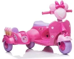 Kinder scooter - roze - met zijspan - elektrisch - max. 30kg