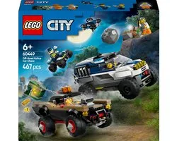 LEGO® City Offroad Politieachtervolging Voertuigset, Cadeau voor Kinderen Vanaf 6 Jaar met Terreinwagen, Quad, Drone, Pick-Uptruck, Minifiguren van Politieagenten en Boeven 60449