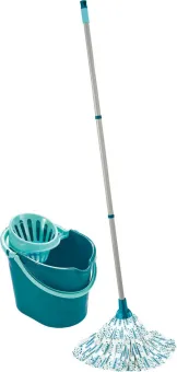 Leifheit Classic mop set complete set - incl. emmer 12 liter - turqouise - grijs