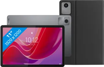 Lenovo Tab M11 11 inch 128GB Wifi Grijs + BlueBuilt Book Case Zwart