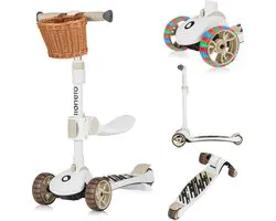 Lionelo Franky - Kinderstep 2in1 - LED - 3 wielen - tot 50kg - Fiets en scooter 2in1 - Grote verlichte wielen - Speelgoedmandje