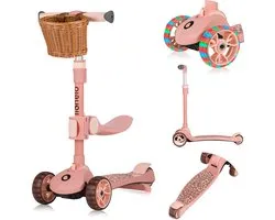 Lionelo Franky - Kinderstep 2in1 - LED - 3 wielen - tot 50kg - Fiets en scooter 2in1 - Grote verlichte wielen  - Speelgoedmandje