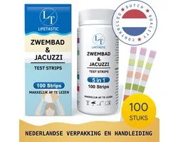 LT LIFETASTIC 100 stuks - 5 in 1 Teststrips zwembad - Waterkwaliteit Controle - Spa - Jacuzzi - Chloor - pH Waarde - Veilig Zwemmen - Onderhoud - Water - NL Verpakking en Handleiding - Handige Hersluitbare Verpakking
