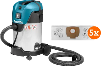 Makita VC3011L + Makita P-72899 Stofzak (5x)