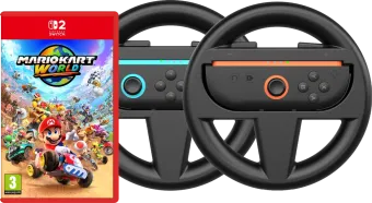 Mario Kart World + BlueBuilt Stuurtjes voor Nintendo Switch 2