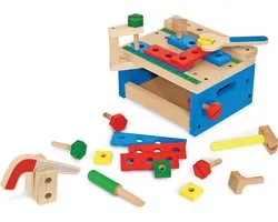 Melissa & Doug Hamer- en zaaggereedschapsbank - Houten bouwset (32 stuks)