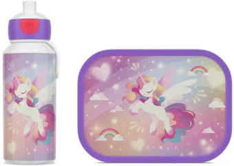 Mepal lunchset (pop-up fles & lunchbox) Campus - 400 + 750 ml - Broodtrommel en Drinkbeker voor kinderen - Bento box - Pop-up drinkfles - Unicorn Glow Mepal lunchset (pop-up fles & lunchbox) Campus - 400 + 750 ml - Broodtrommel en Drinkbeker voor kinderen - Bento box - Pop-up drinkfles - Unicorn Glow