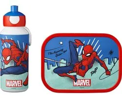 Mepal lunchset (pop-up fles & lunchbox) Campus - 400 + 750 ml - Broodtrommel en Drinkbeker voor kinderen - Bento box - Pop-up drinkfles - Spiderman