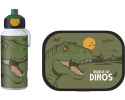 Mepal lunchset (pop-up fles & lunchbox) Campus - 400 + 750 ml - Broodtrommel en Drinkbeker voor kinderen - Bento box - Pop-up drinkfles - Dino