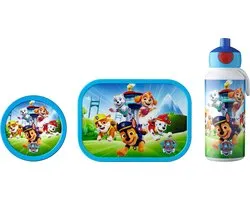 Mepal lunchset (pop-up fles, lunchbox & fruitbox) Campus - 400 + 750 + 300 ml - Broodtrommel en Drinkbeker voor kinderen - Bento box - Pop-up drinkfles - Paw Patrol Pups