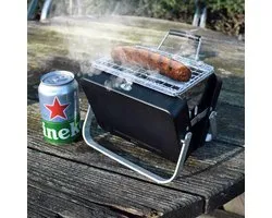 Mikamax Draagbare Mini BBQ - Barbecue - 's Werelds Kleinste Barbecue - Past in je Broekzak - 18 * 6 * 15,5 cm - 714 gram - Mat Zwart