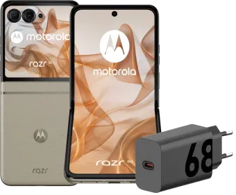 Motorola Razr 50 256GB Beige 5G + Motorola Oplader 30W Zwart + Usb C Kabel 1m Zwart
