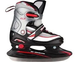 Nijdam IJshockeyschaats - Verstelbaar - Zwart/Zilver - Maat 30-33