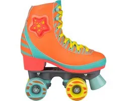 Nijdam Rolschaatsen - LED Star Zebra - Fluororanje/Lichtblauw/Geel - 39/40