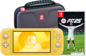 Nintendo Switch Lite Geel + EA Sports FC 25 + Bigben Beschermtas